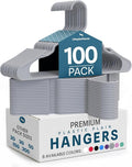 Utopia Home Plastic Hangers 100 Pack – Space Saving Clothes Hanger Grey | Durable & strong | Closet organizer & storage | Ideal for apartments, dorms & stocking stuffers