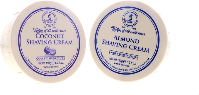 Taylor of Old Bond Street Shave Cream - 2 Pack 5.3 0z Each Choose Your Scents! (Almond and Coconut)
