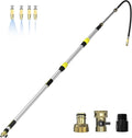Buyplus 22FT Reach Telescoping Gutter Cleaning Tools 4-16FT Rain Gutter Cleaner Tools From Ground with 3/4" Brass Garden Hose Shut Off Valve, Bendable Flexible Water Wand for Garden Hose, Window
