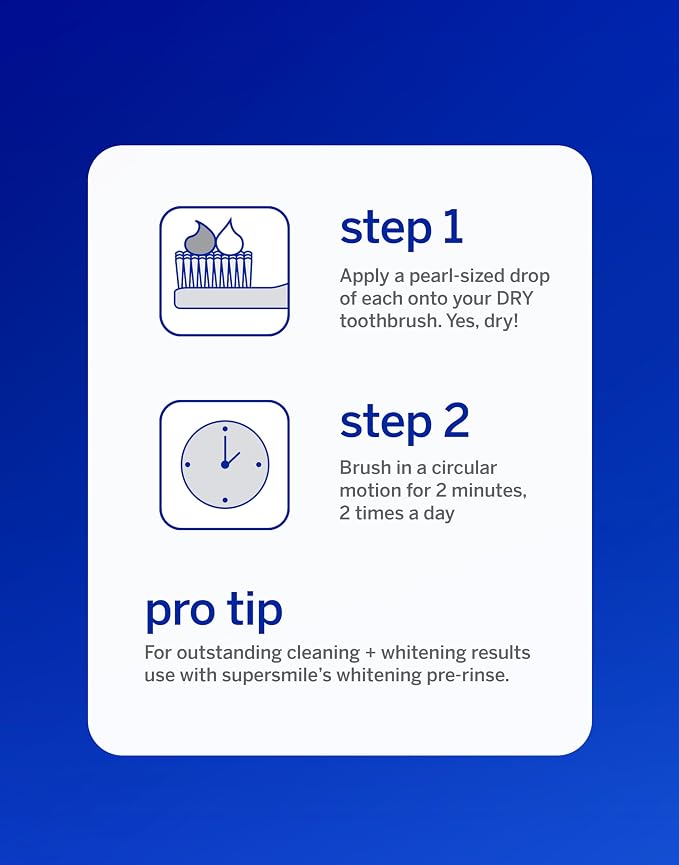 Supersmile Whitening System, Toothpaste + Accelerator, Original Mint | Calprox® 2-Step Whitening System, Whitens Up to 7 Shades in 7 Days, RDA 65 Low Abrasion, Veneer Safe, Cavity Protection