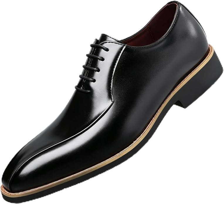 Santimon Men's Leather Dress Shoes - Oxford Lace Up Formal Business Shoes for Men - Polished Leather Dress Shoes with Low Heel