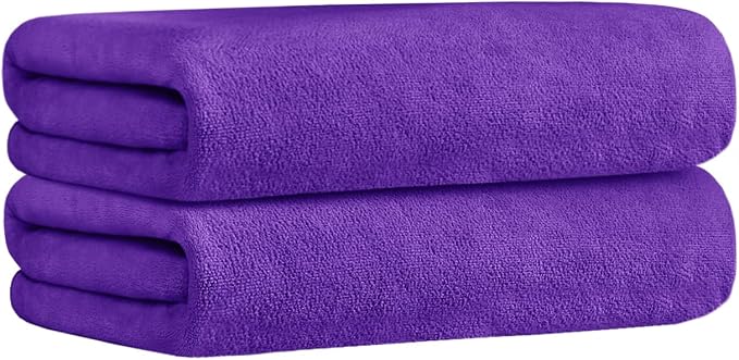JML Microfiber Bath Towels, 2 Pack, 30" x 60", Violet | Oversized, Ultra Soft, Super Absorbent, Fast Drying, Perfect for Bathroom, Shower, Sauna, Yoga, Gym