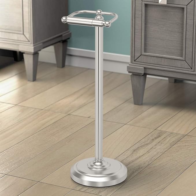 Gatco 1436SN Pedestal Toilet Paper Holder, Satin Nickel