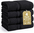 LANE LINEN 100% Cotton Bath Towels 4 Pack (28"x54") - Zero Twist, Mercerized Cotton Large Towel Set for Bathroom - Quick Dry, Soft & Absorbent Large Bath Towel Set - Oeko Tex Certified - Black Towels