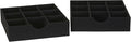 Household Essentials Drawer Organizer Tray with Fabric Cover and 9 Square Compartments, Black, Set of 2