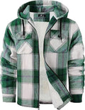 GEEK LIGHTING Men's Flannel Shirts Jacket Sherpa Lined Plaid Zipper Hoodie