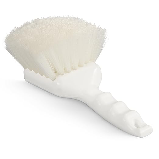 SPARTA Flo-Pac 8" Utility Scrub Brush with 2" Nylon Bristles, Plastic Pistol Grip Handle, Commercial Handheld Cleaning Brush, White (Pack of 12)
