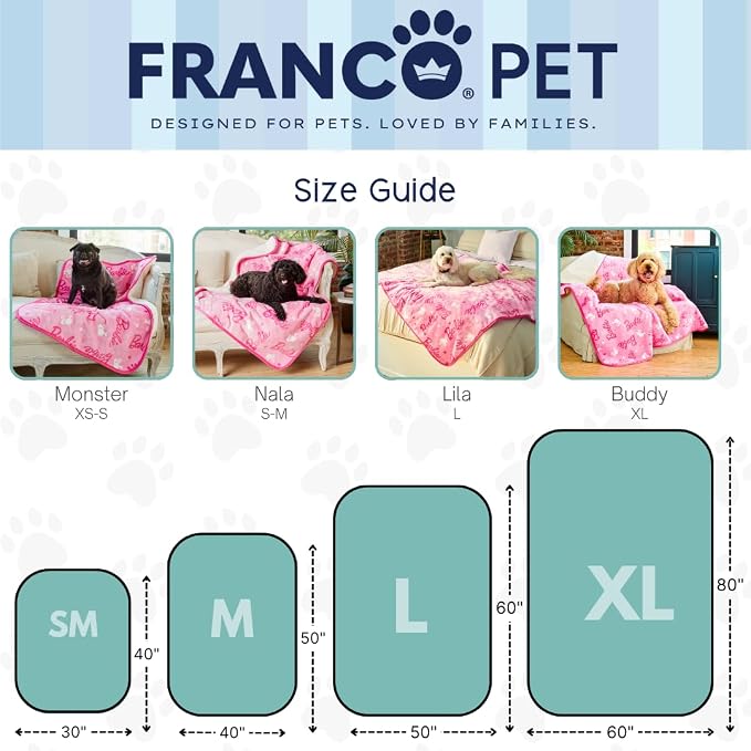 Barbie Waterproof Dog Bed Cover, Large 40x50 Pet Blanket for Furniture Bed Couch Sofa, (Officially Licensed) by Franco
