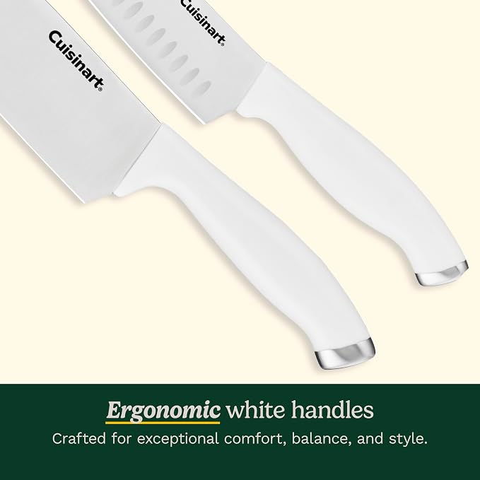 Cuisinart Block Knife Set, 12pc Cutlery Knife Set with Steel Blades for Precise Cutting, Lightweight, Stainless Steel, Durable & Dishwasher Safe, C77SSW-12P