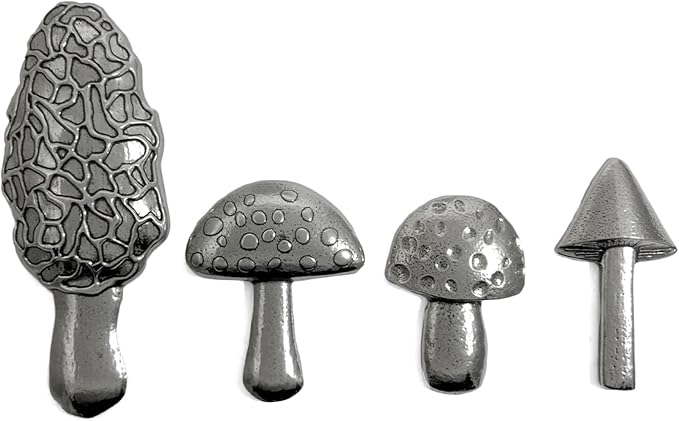 Mushrooms 4-Piece Pewter Measuring Spoon Set by Roosfoos, Handmade in the USA
