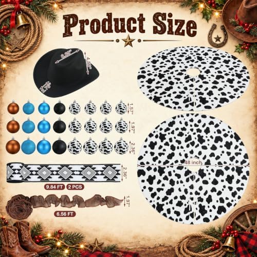 Sosation 29 Pcs Modern Western Christmas Tree Decor Complete Set