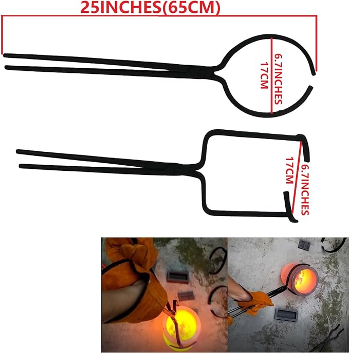 25KG Crucible Tongs for Melting Metal, Foundry Casting Tools Crucibles Pouring and Lifting Tongs Set - Jaw of 6.7inches, Length of 25 inches