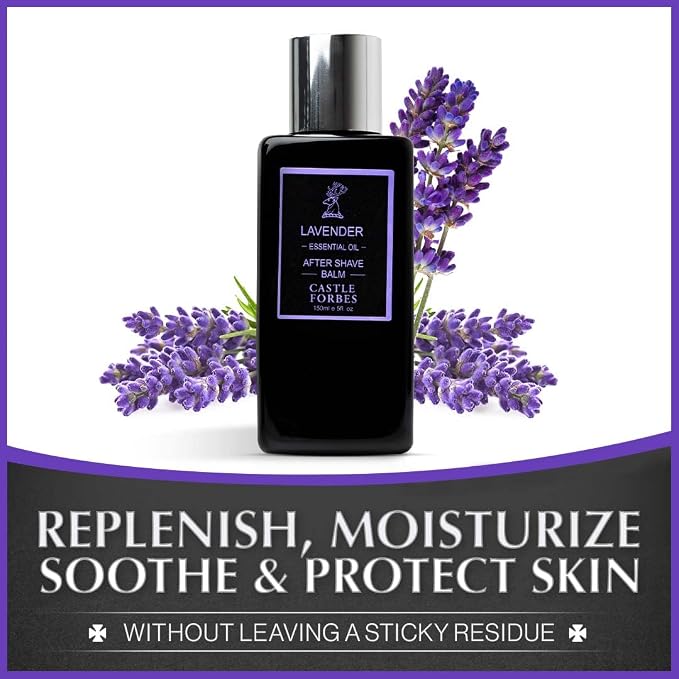Castle Forbes Lavender Aftershave Balm For Men, 5 fl.oz. | Moisturizing After Shave Lotion w/Essential Oils | Soothing & Refreshing Face Balm | Alcohol Free Post Shave Skincare For All Skin Types