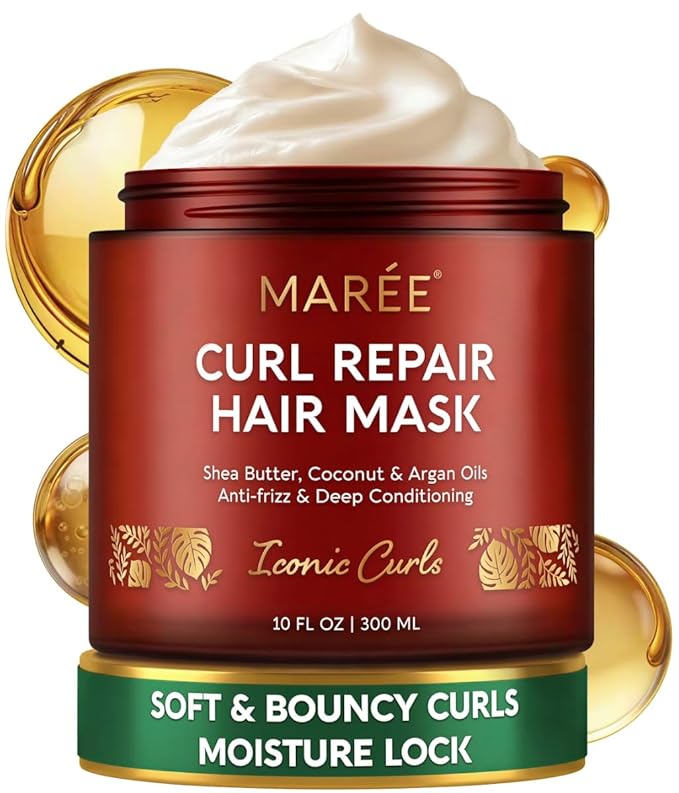 MAREE Deep Conditioning Hair Mask for Damaged Hair Treatment – Keratin Hair Care for Hydrating Growth Repair Moisturizing – Dry Curly Color Refreshing – 10 Fl Oz, Beige