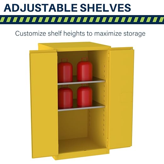 Jamco 60 Gallon Steel Flammable Safety Cabinet, Manual Doors, Yellow | All-Welded Double-Wall Steel Flammable Storage Cabinet, Lockable Doors, 34"W X 34"D X 65"H, Osha & Fm Certified, Made In Usa