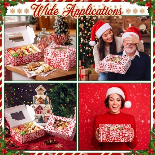 Tenceur 60 Pcs Christmas Cookie Box Window,8.7 x 5.8 x 2.8'',Snowy