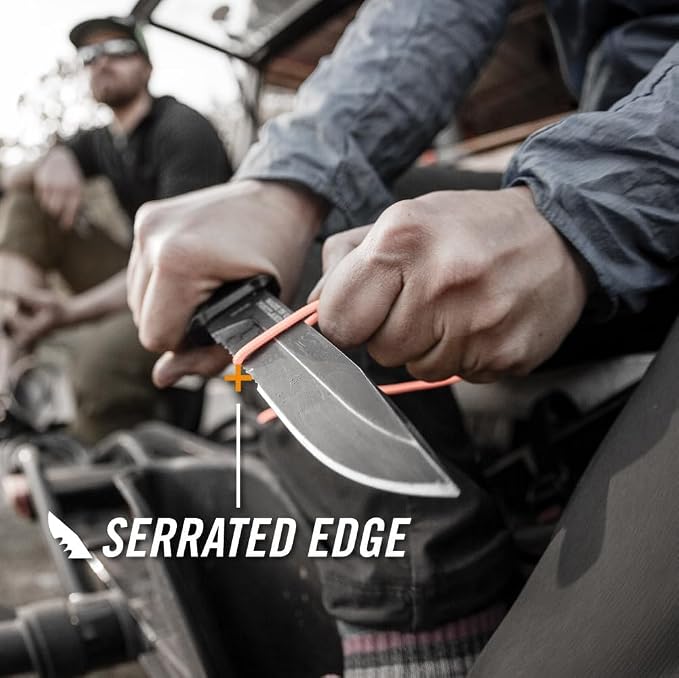 Gerber Gear StrongArm - Fixed Blade, Full Tang Knife - Camping Knife with Multiple Carry Options - Made in USA - Black, Serrated Edge