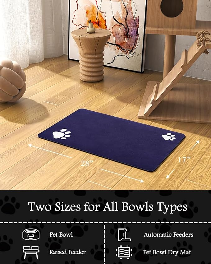 Pet Feeding Mat-Absorbent Dog Mat for Food and Water Bowl-No Stains Quick Dry Dog Water Dispenser Mat