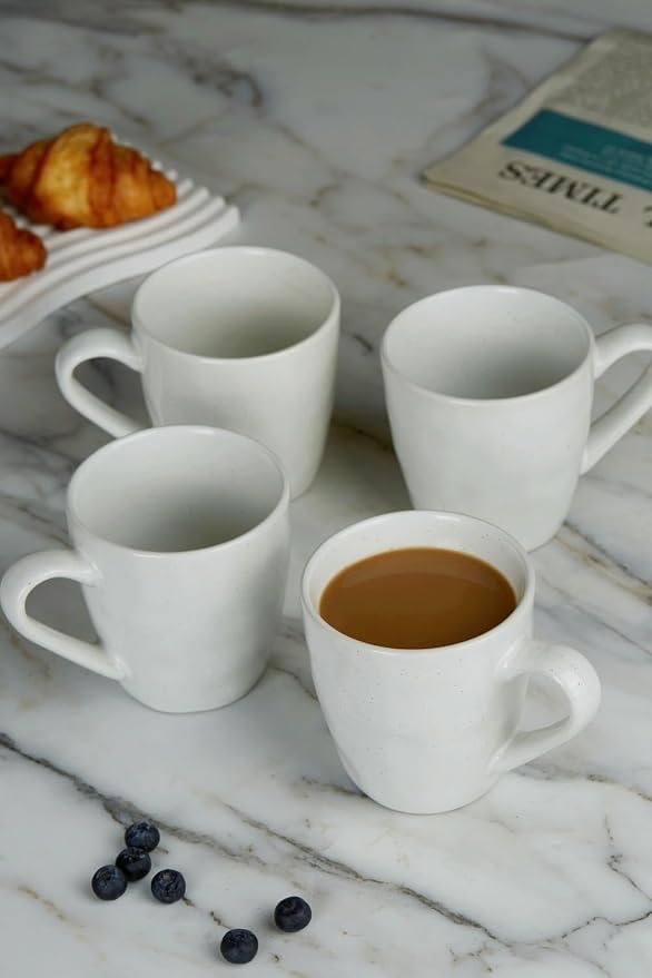 famiware Mars 4 Pieces Coffee Mug, 14oz Tea Mug, Catering Mugs with Handle for Coffee, Tea, Cocoa, Milk, White