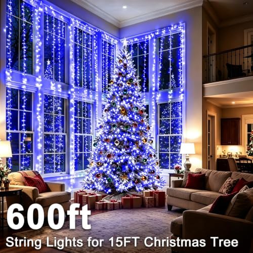 KNONEW 600ft 1500 LED Christmas Lights Outdoor String Light for Tree Decor