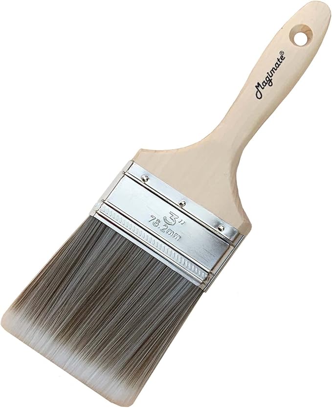 Magimate 3-Inch (76mm) Double Thick Chip Paint Brush – Versatile Stain Brush Wood Handle for Furniture, Walls, Fences, and Murals – Smooth Gesso, Plaster, Polyurethane, and Varnish Wide Paintbrush