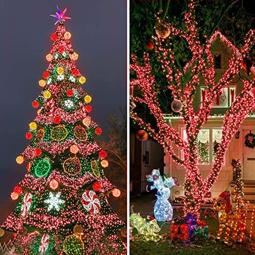 KNONEW 403ft 1000 LED String Lights Outdoor Christmas Lights 8 Modes & Timer Fairy Light Plug in Waterproof LED String Lights for Xmas Yard Tree Wedding Party Holiday Decorations (Red)