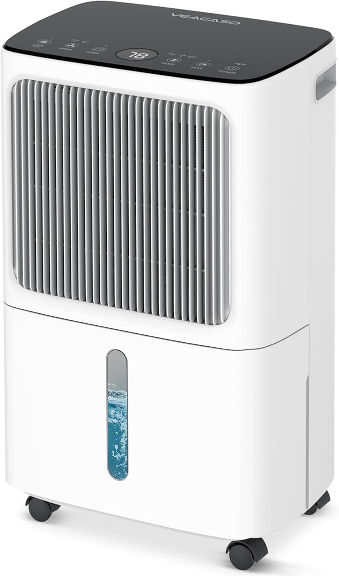 VEAGASO 2500 Sq.Ft Dehumidifier for Basement with Drain Hose, 34-Pint Dehumidifiers for Home, Large Room, Bathroom, Bedroom - 3 Modes, Intelligent Humidity Control, Dry Clothes, 24H Timer