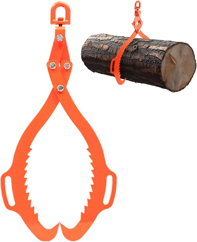 VEVOR 32in Log Lifting Tongs, 2-Claw Log Tongs, Heavy Duty Steel Log Grapple, 1543LBS Lifting Capacity, Swivel Log Graper Timber, Eagle Claw Design, Log Skidding Tongs for Trucks, Tractors, Forklifts