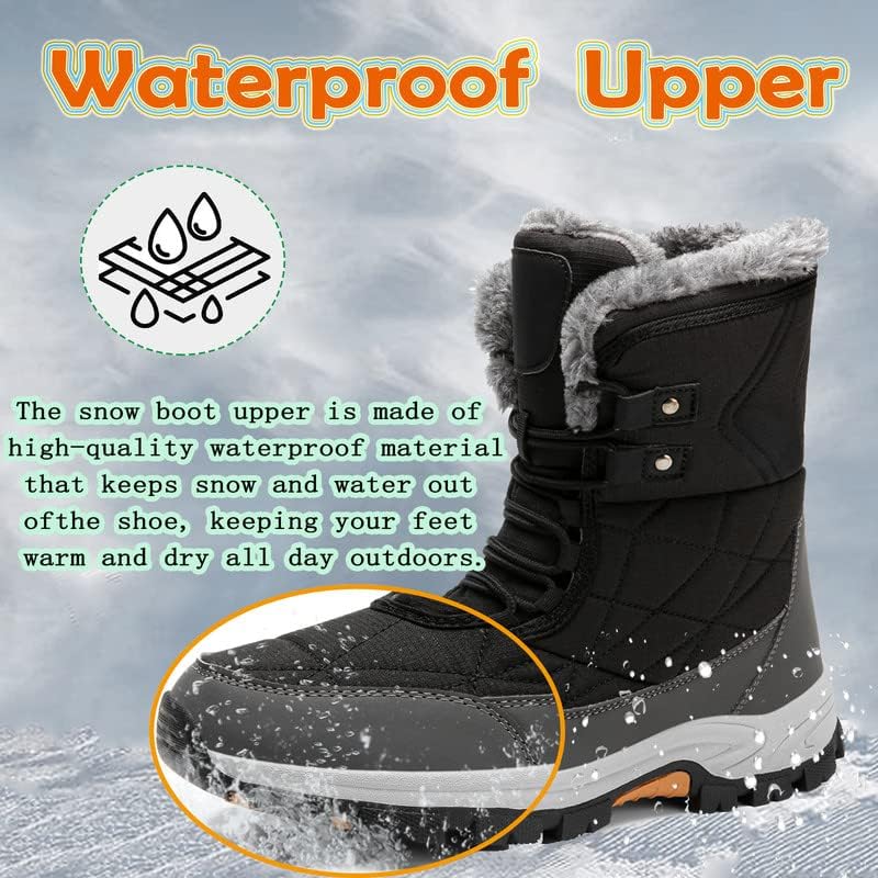 MIFAWA Womens Snow Boots Winter Boots for Women Fur Lined Waterproof Anti-Slip Backpacking Outdoor Ladies Walking Shoes