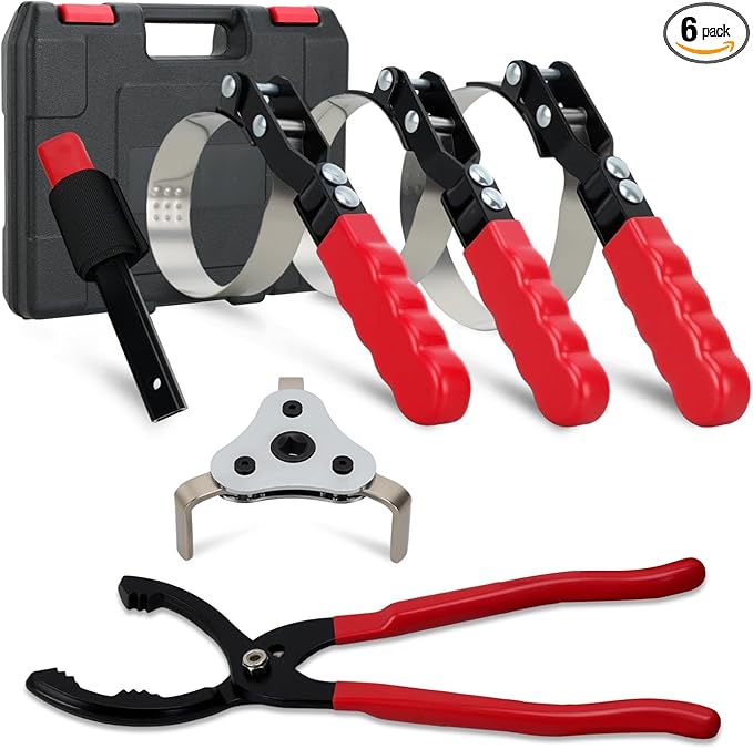 GOOACC Swivel Oil Filter Wrench Set, Adjustable Pliers and 3-Jaw Tool, Professional Removal Tools Kit Fits 2-1/2 to 6 Inch Filters for Auto Repair, Car, Truck Maintenance