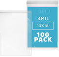 13" x 18" Heavy-duty 2.5 Gallon Zip Bags - 200 Count - Clear Plastic Reclosable Zipper Baggies, 4 Mil Freezer Storage Poly Bags, for Packaging Food, Clothing, Tools & Sharp Objects.