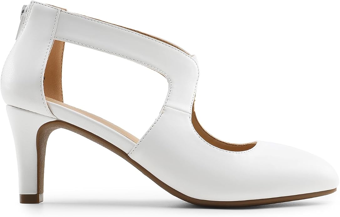 DREAM PAIRS Women's Pumps Closed Pointed Toe Kitten Heels | Elegant Party Dress Shoes with Chic Crisscross Cutouts, 2.76 Inch Heel, and Back Zip for Polished, All-day Secure Strides