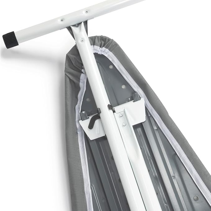 Full Size Ironing Board with Cover & Pad – USA-Made with Enhanced Grip Feet for Extra Stability – Adjustable Steel T-Legs 35" High – Perforated Top – Durable Iron Board for Home, Laundry Room, Grey