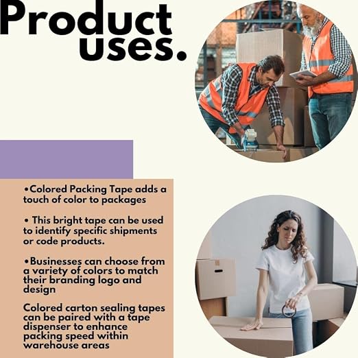 PSBM Purple Packing Tape, 12 Rolls, 2 Mil Thick, 1.88 Inch Wide, 110 Yards Per Roll, Total 1320 Yards, Colored Tape for Sealing Cartons, Packaging, Shipping & Moving