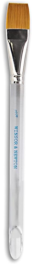Winsor & Newton 5466119 Series 995 Aquarelle Golden Nylon Short Handle Brush - Flat Wash 3/4 inch