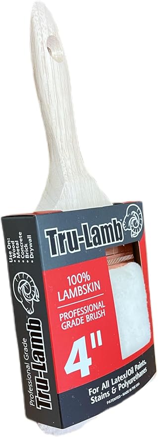 Lambskin Stain & Paint Brush - for use with All Latex and Oil Based Paints, Stains and Polyurethanes. Premium Lambskin - New and Patented Design (4 Inch)