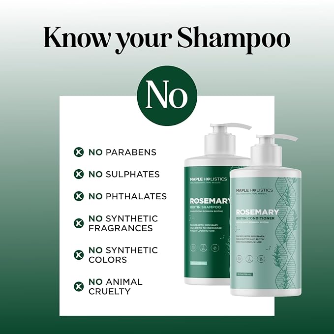 Volumizing Biotin Shampoo and Conditioner Set - Rosemary Shampoo and Conditioner for Thinning Hair Care with Tea Tree & Coconut Oil - Color Safe - Paraben Silicone & Sulfate Free (25 Fl Oz Each)