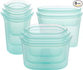 Zip Top Reusable Food Storage Containers Full Set of 8 Teal – Platinum Silicone Cups, Dishes & Bags – Microwave, Dishwasher & Freezer Safe – Made in USA, BPA-Free