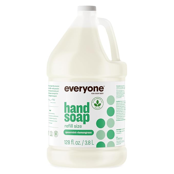 Everyone Liquid Hand Soap Refill, 1 Gallon, Spearmint and Lemongrass, made with Essential Oils for Kitchen and Bathroom
