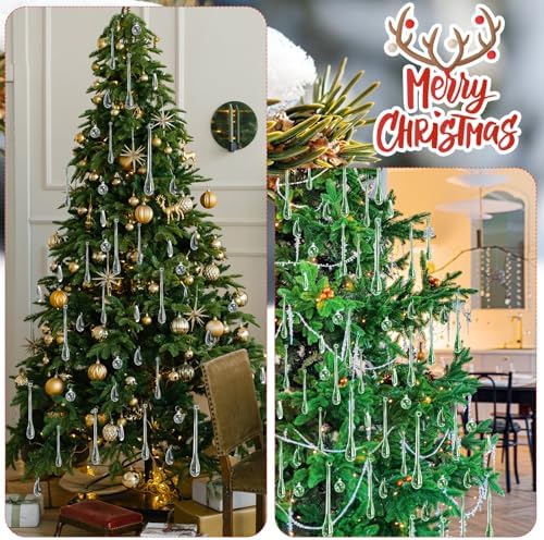 Vercraft 200 Pcs Christmas Tree Acrylic Hanging Ornaments, Clear