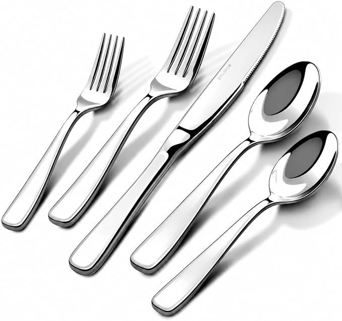 Silverware Set for 8, 40 Piece HEAVY DUTY 18/10 Stainless Steel Flatware Utensils Cutlery Set, Mirror Polished knives Forks and Spoons Silverware Sets,Dishwasher Safe for Dinner Wedding Party