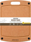 Kikcoin Wood Cutting Board, Cutting Boards for Kitchen Dishwasher Safe Non-slip Chopping Board with Juice Groove, Wood Fiber Composite Cutting Board with Handle, 17.3"*12.8"
