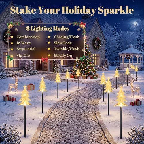 TOWPONICS Christmas Solar Pathway Lights Outdoor Decorations, 20 PCS