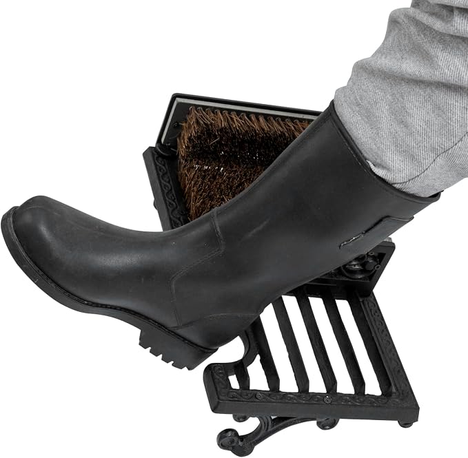 MyGift Heavy Duty Shoe Scraper and Boot Brush, Vintage Cast Iron Shoe Dirt Scrubber Cleaner/Outdoor Boot Mud Brush | Vintage Mud Scrubber Removes Dirt from Work Boots, Hiking Shoes, Rain Boots & Garden Footwear