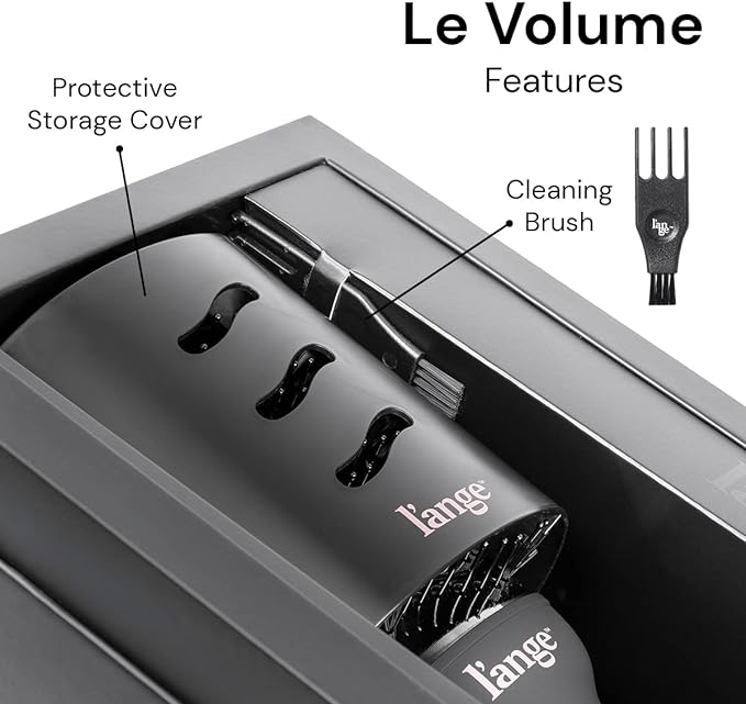 L'ANGE HAIR Le Volume 2-in-1 Titanium Blow Dryer Brush | Frizz Control Blowout Hair Dryer Brush For Drying And Straightening | Volumizing Hot Air Styler For All Hairstyles | Oval Barrel | Black - 60mm