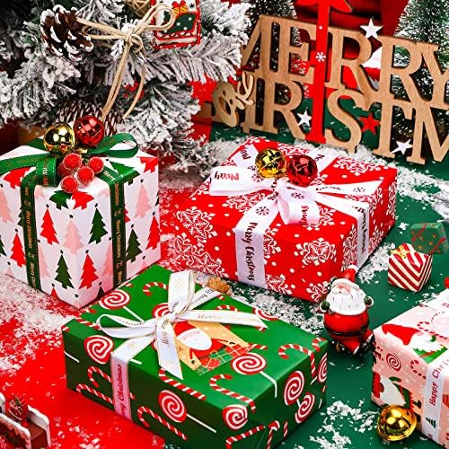 WRAPAHOLIC 30 Inch Christmas Wrapping Paper Roll - Jumbo Roll Red, Green and Pink Christmas Gnome Elf Holiday Collection - 4 Rolls - 30 Inch x 120 Inch Per Roll