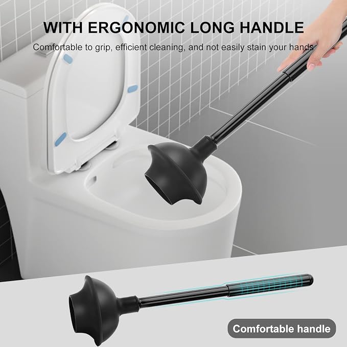 SetSail Toilet Brush and Plunger Set, 2 Packs Semi-Hidden Toilet Plungers Heavy Duty Toilet Bowl Brush and Holder for Bathroom Toilet Plunger and Brush Set for Deeply Cleaning 2 Packs - Black
