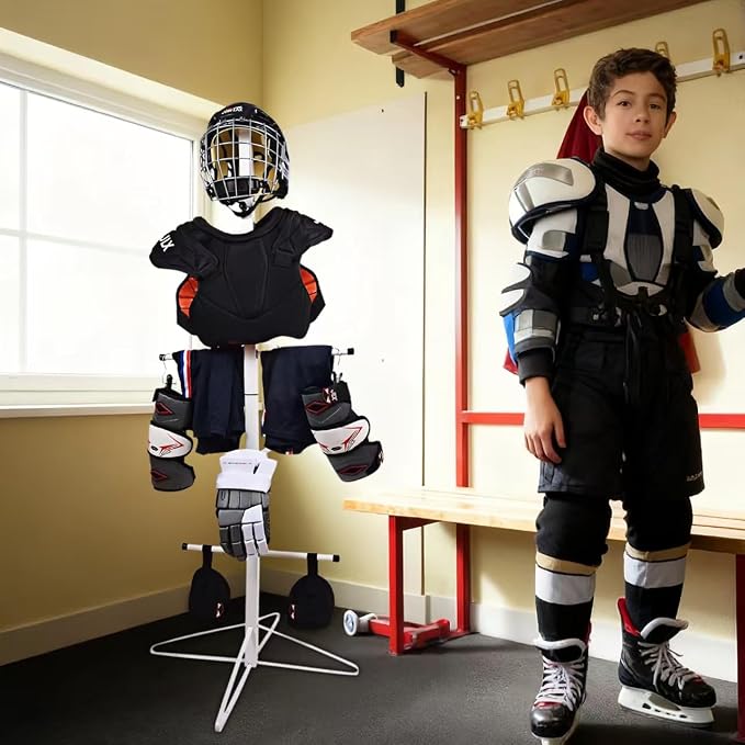 Hockey Gear Drying Rack Metal Hockey Drying Rack for Storing Adult and Child Sports Equipment 4 Additional Hanging Clips