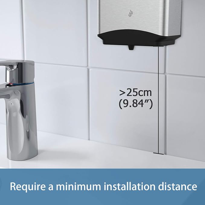 AIKE Heavy Duty Automatic Soap Dispenser,37oz for Bathroom,Brushed Steel | 5-Level and Savety Key for Commercial(4*AA Batteries Not Included),Screw Wall Mount for Space-Saving,Stainless Steel AK1206