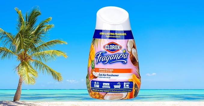 Clorox Fraganzia Gel Air Freshener Cone, Hawaiian Escape Scent - No-Plug, Battery-Free Air Freshener for Small Rooms, Closets, Kitchens, Bathrooms, Offices and More, 6 Ounce
